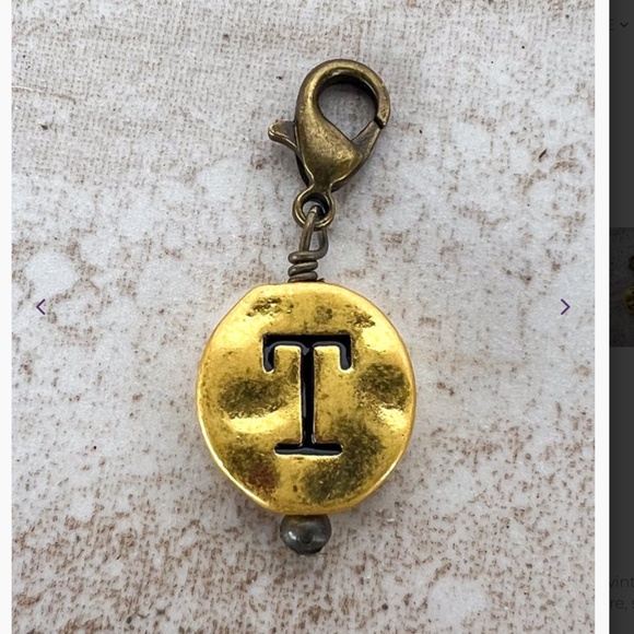 Boho “ T “ Vintage Gold Circle Letter T Charm - Picture 1 of 3